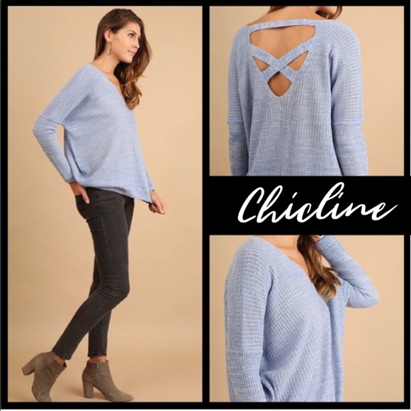 chicline Sweaters - Criss cross oversized knit sweater